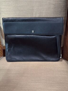 Black leather clutch